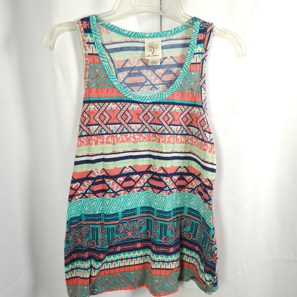Self Esteem Women's‎ Aztec Geometric Tank Top Size XS Stretch